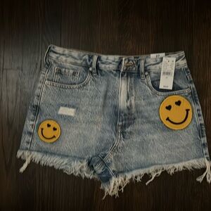 Pac Sun PACSUN high rise festival happy dance denim shorts 27